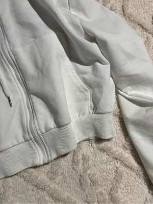 White cropped hoodie zip up medium thumbnail 2