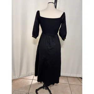Old Navy Fit & Flare Maxi Dress Womens Small Black Cotton Smocked Off Shoulder thumbnail 9
