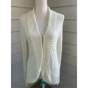 Lilly Pulitzer Cream Front Clasp Open Front Cardigan Sweater M thumbnail 12
