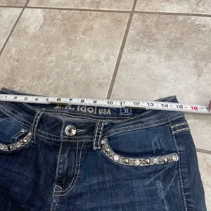 LA Idol USA Womens Embellished Bootcut‎ Jeans Dark Wash Size 9/31 EUC bling boot thumbnail 3