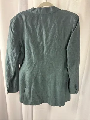 Ann Taylor Vintage Blue Classic Blazer and Skirt Suit Linen Cotton Blend 8/10 thumbnail 3