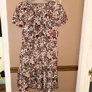 Cato Paisley Floral Tassel pocket v neck dress metallic cream red size‎ medium thumbnail 2
