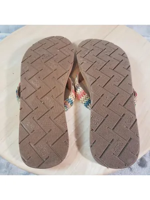 Flojos Women's Chevron Flip Flop Sandals Brown Multicolor Straps Size 8 thumbnail 6