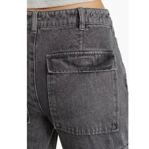 NWOT PTCL High Waist Wide Leg Cargo Jeans in Black Wash SZ-23 thumbnail 4