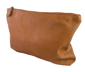 Free People Women's Brown Vegan Faux Leather Zip Closure Clutch Pouch Hand Bag thumbnail 1