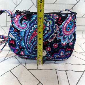 Vera Bradley Crossbody Bag Small Midnight Blues Paisley Quilted Cotton Turnlock thumbnail 10