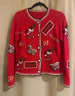 Source Unknown Women’s Red Oklahoma Sooners Vintage Cardigan thumbnail 1