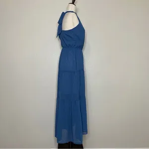 NWT Pretty Garden Blue Halter Tiered Maxi Dress, Sz Small thumbnail 6