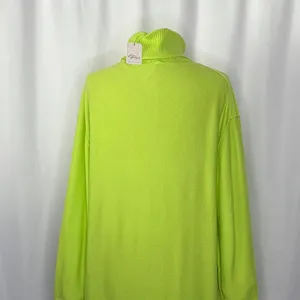 NWT!! FREE PEOPLE Treasure Turtleneck Cashmere Sweater Lime Punch Knit Large thumbnail 10