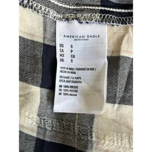 American Eagle Blue/White Plaid Buttons Tiered Long Sleeve‎ Size S Flowy Ruffles thumbnail 9