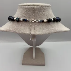 Black Pearl Necklace with Sterling 925 Accent thumbnail 4