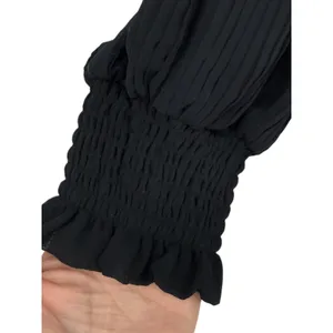 Anthropologie Pleated Ruffled Sheer Lace Blouse‎ Top Black Size LP Whimsigoth thumbnail 12