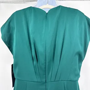Aidan Mattox‎ Gown 8 Emerald Green Beaded Peplum V-Neck Maxi Slit Dress NWT thumbnail 8