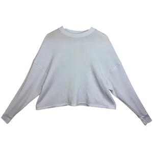 Abercrombie & Fitch AF Essential White Knit Long Sleeve Crop Sweatshirt Size S/M thumbnail 2
