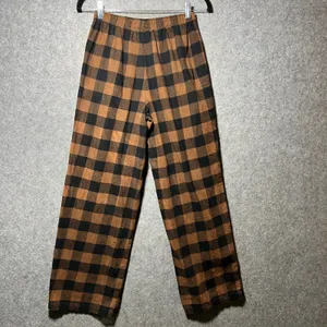 Skims Lounge Pants XXS Brown Black Buffalo Plaid‎ Cotton Pajama Bottoms Sleep thumbnail 8