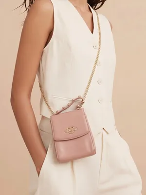 Love Moschino Dusty Pink Mini Crossbody with Gold Logo and chain strap thumbnail 2