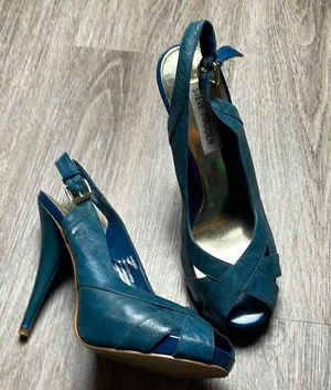 Steve Madden Leather Marlene Teal Peep Toe Heels thumbnail 5