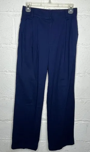 TNA Aritzia Women's Navy Blue High Rise Wide Leg Crawford‎ Trouser Pants Size 2 thumbnail 1
