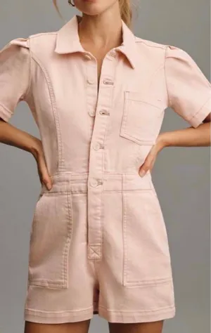 Anthropologie Pilcro The Kit Utility Romper in Pink, Size 2 thumbnail 1