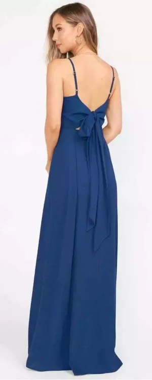 Show Me Your Mumu‎ Lauren Tie Maxi Dress Navy Women's Large NEW $188 thumbnail 1