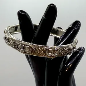 Silver Toned Rhinestone Bangle Bracelet thumbnail 4