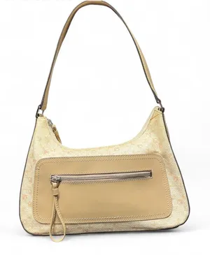 Liz Claiborne Y2K Tan Monogram Straw‎ Texture Preppy Shoulder Bag thumbnail 1