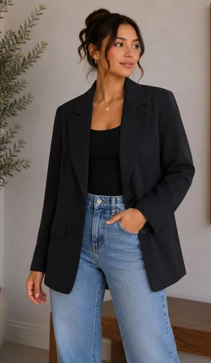 Good American Women’s Black Classic Blazer Jacket. Size: S/M thumbnail 1