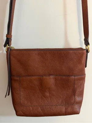 Fossil Brown Leather Crossbody Bag thumbnail 2