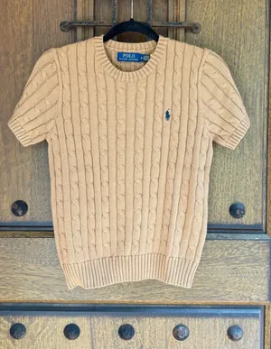 Aritzia Polo Ralph Lauren camel brown cable knit sweater Size XS thumbnail 1