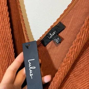 Lulus Rust Orange Corduroy Wrap Romper D-Ring Belt Pockets Medium NWT thumbnail 7