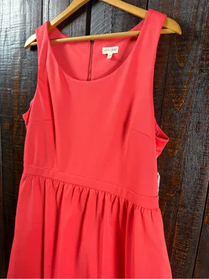 Maison Jules Deep Coral Fit & Flare Summer Dress with Pockets thumbnail 5