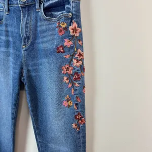 Driftwood Jackie Floral Embroidered High Rise Skinny Jeans‎ Womens 28 Blue Ankle thumbnail 6