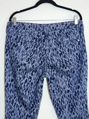Pilcro Blue Leopard Print Mid-Rise Skinny Jeans Size 32/Size 14 thumbnail 6