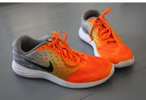 Neon Orange/Gray Nike 6.5y Lunarstelos Running Shoes thumbnail 3