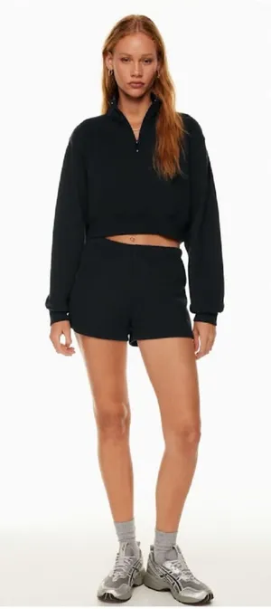 Aritzia TNA Sweatfleece Cozy Fleece Perfect Fit Shorts Size XS Black Loungewear thumbnail 1