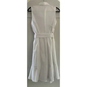 Express White Sleeveless Button Down Shirt Dress Tie Waist Belt Ruffle Sz S thumbnail 5