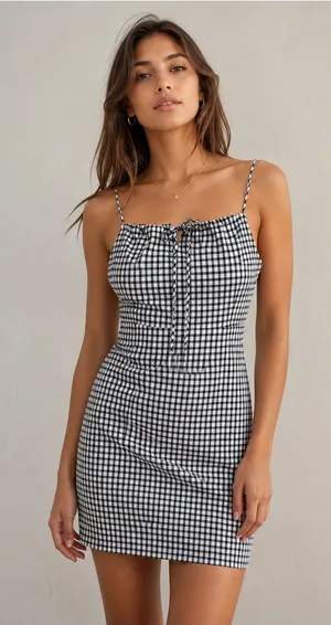 J.ING Gingham Sleeveless Fitted Mini Dress S thumbnail 1