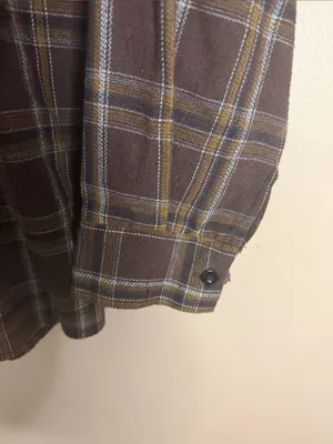 Men's Brown Plaid Long-Sleeve Shirt thumbnail 3