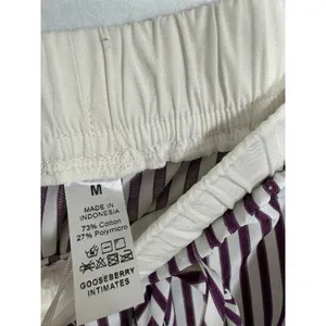 Gooseberry Intimates Le Boyfriend Unisex Plum Striped Poplin Lounge Pants M NEW thumbnail 4