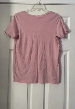 PINK Victoria's Secret Light Pink V-Neck Tee with Silver Studs is a size Medium. thumbnail 3