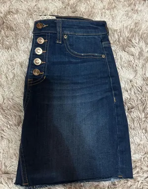 Altar'd State Dark Blue Denim Skirt with Lace Label thumbnail 1