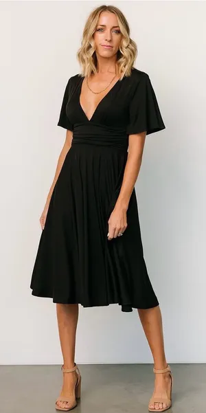 Baltic Born NWT Janette Midi Dress Sz M Black Boho Chic Feminine Flowy Romantic thumbnail 1