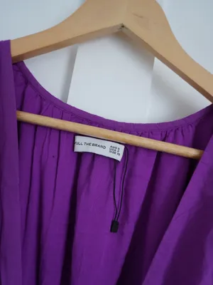Faithfull the Brand Roma Deep V-Neck Mini Dress Purple thumbnail 3