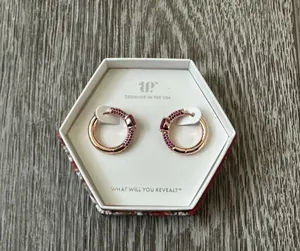 NWT Bomb Party Warm Summer Sunset Earrings Lab Created Rubies Rose Gold Plated thumbnail 2