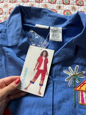 White Stag NWT Vintage 90s Tropical Embroidered Button Down Blouse size medium thumbnail 4