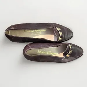 SALVATORE FERRAGAMO Boutique Brown Leather Gancini Link Strap Loafers Size 5‎ B thumbnail 7