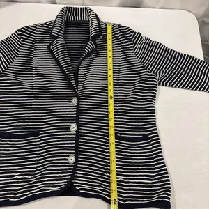 Brooks Brothers Supima Cotton Nautical Cardigan‎ Sweater XL Navy/White Striped thumbnail 11