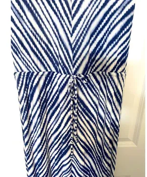 Chico's Striped Slit Maxi Dress Blue White Size 1 US 8 Medium thumbnail 5