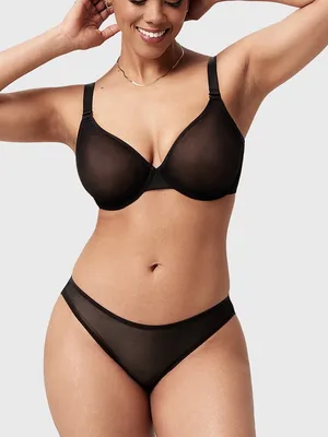 New HSIA Seraphina Unlined Underwire Sheer Mesh Bra Size 36C Black Balconette thumbnail 1