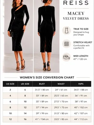 NEW REISS Macey Velvet Midi Dress in Black Size 4 thumbnail 14